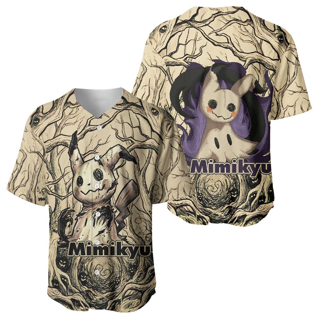 Mimikyu Forest Shadows Baseball Jersey Mimikyu’s Curse - Shadows Beneath the Mask