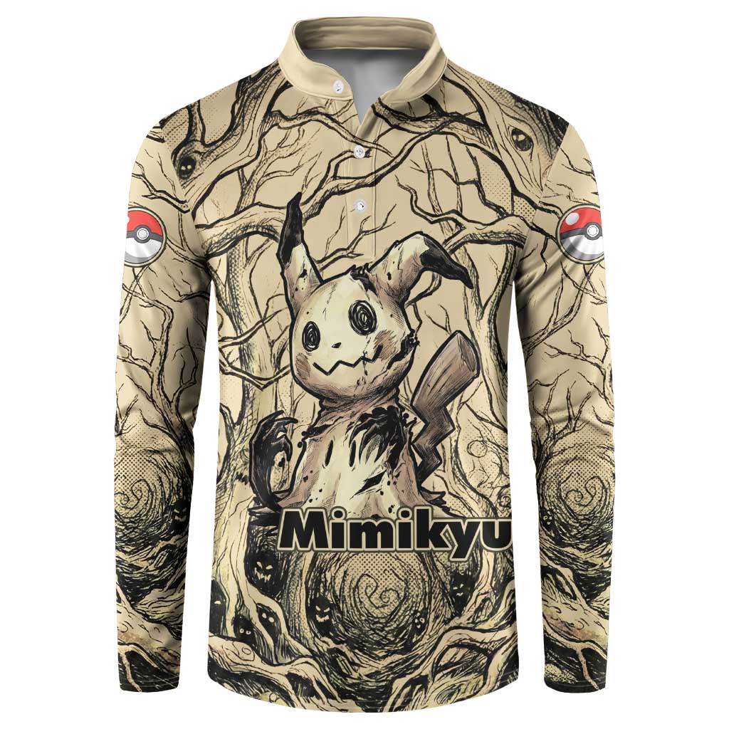 Mimikyu Forest Shadows Button Sweatshirt Mimikyu’s Curse - Shadows Beneath the Mask