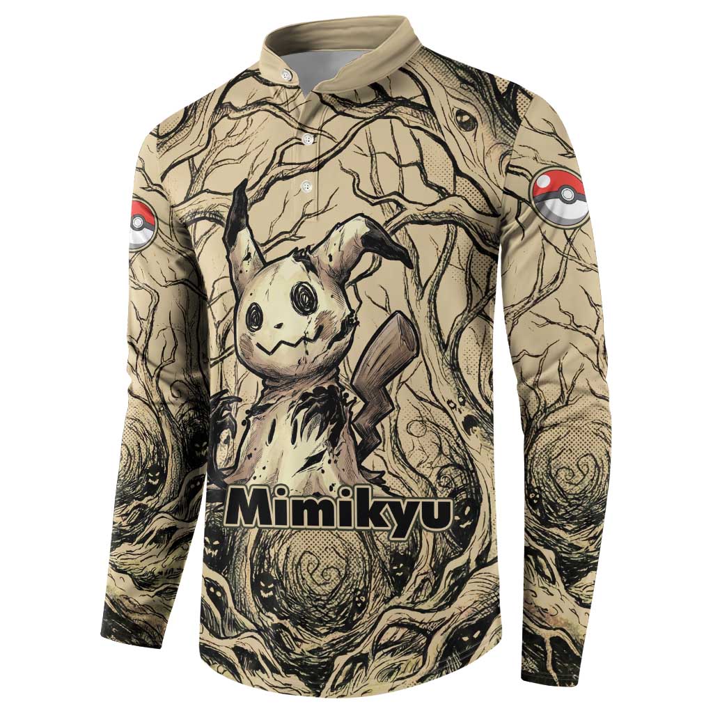 Mimikyu Forest Shadows Button Sweatshirt Mimikyu’s Curse - Shadows Beneath the Mask