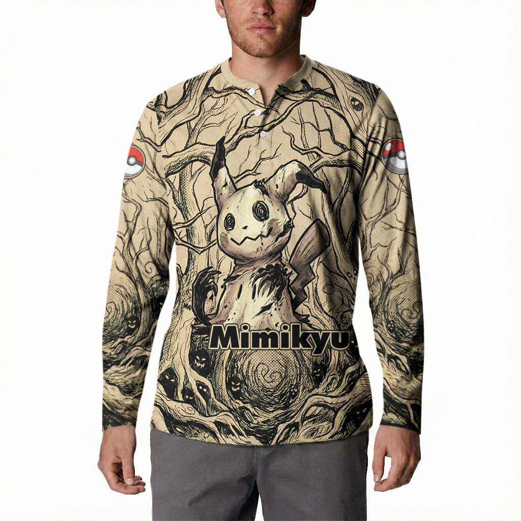 Mimikyu Forest Shadows Button Sweatshirt Mimikyu’s Curse - Shadows Beneath the Mask