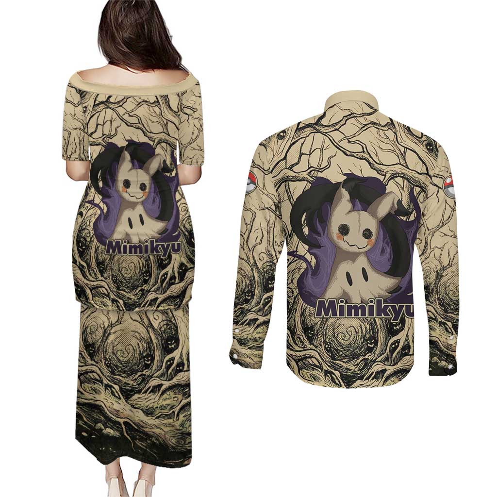 Mimikyu Forest Shadows Couples Matching Puletasi and Long Sleeve Button Shirt Mimikyu’s Curse - Shadows Beneath the Mask