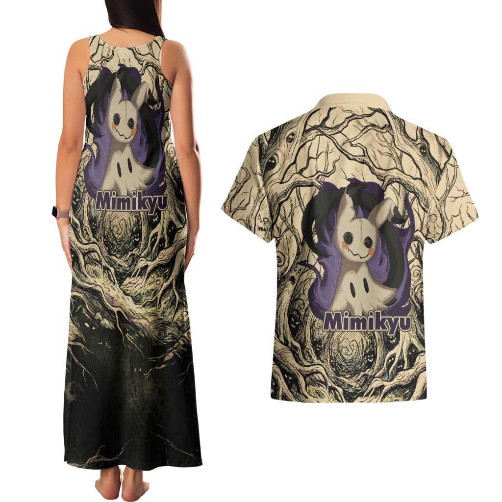 Mimikyu Forest Shadows Couples Matching Tank Maxi Dress and Hawaiian Shirt Mimikyu’s Curse - Shadows Beneath the Mask