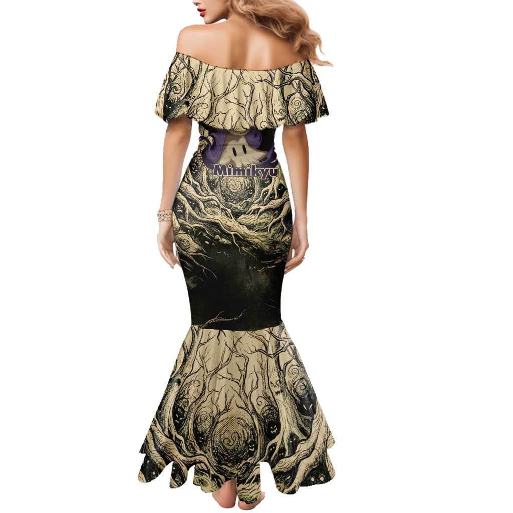 Mimikyu Forest Shadows Family Matching Mermaid Dress and Hawaiian Shirt Mimikyu’s Curse - Shadows Beneath the Mask