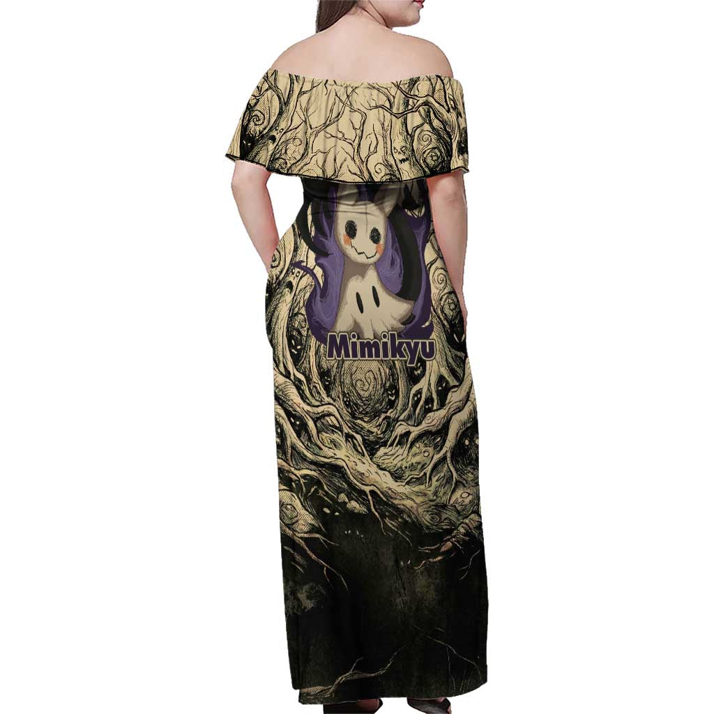 Mimikyu Forest Shadows Family Matching Off Shoulder Maxi Dress and Hawaiian Shirt Mimikyu’s Curse - Shadows Beneath the Mask