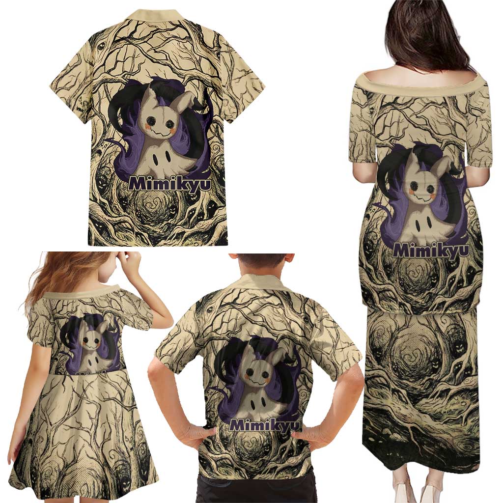 Mimikyu Forest Shadows Family Matching Puletasi and Hawaiian Shirt Mimikyu’s Curse - Shadows Beneath the Mask