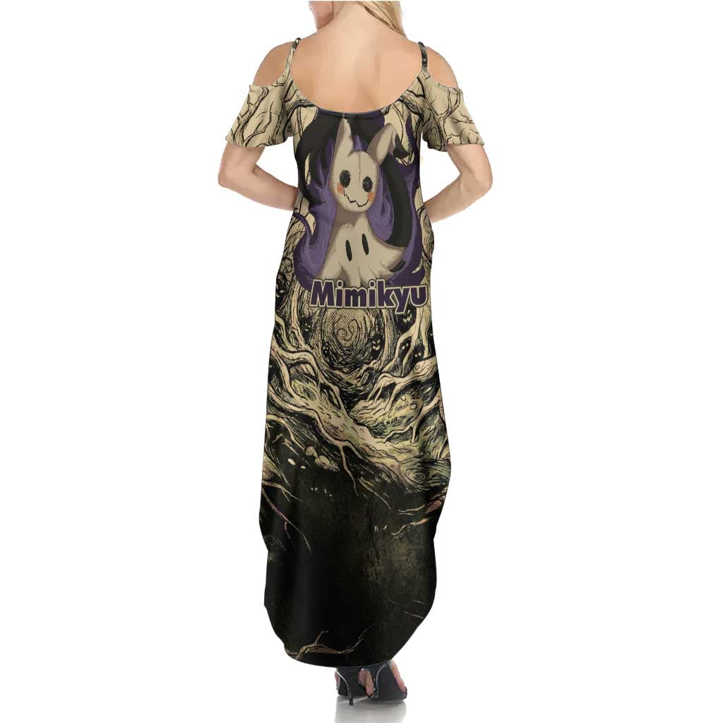 Mimikyu Forest Shadows Family Matching Summer Maxi Dress and Hawaiian Shirt Mimikyu’s Curse - Shadows Beneath the Mask