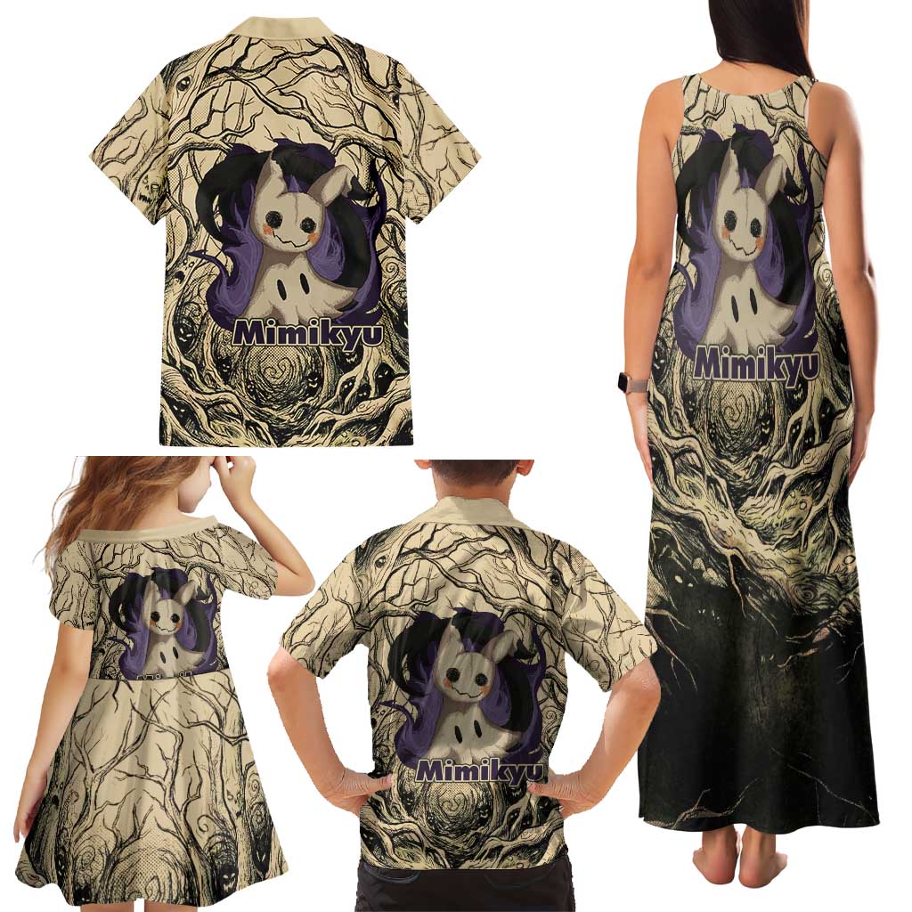 Mimikyu Forest Shadows Family Matching Tank Maxi Dress and Hawaiian Shirt Mimikyu’s Curse - Shadows Beneath the Mask