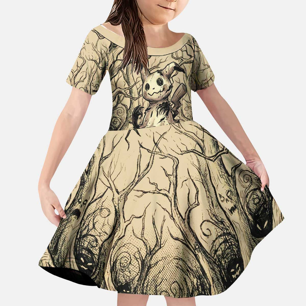 Mimikyu Forest Shadows Kid Short Sleeve Dress Mimikyu’s Curse - Shadows Beneath the Mask