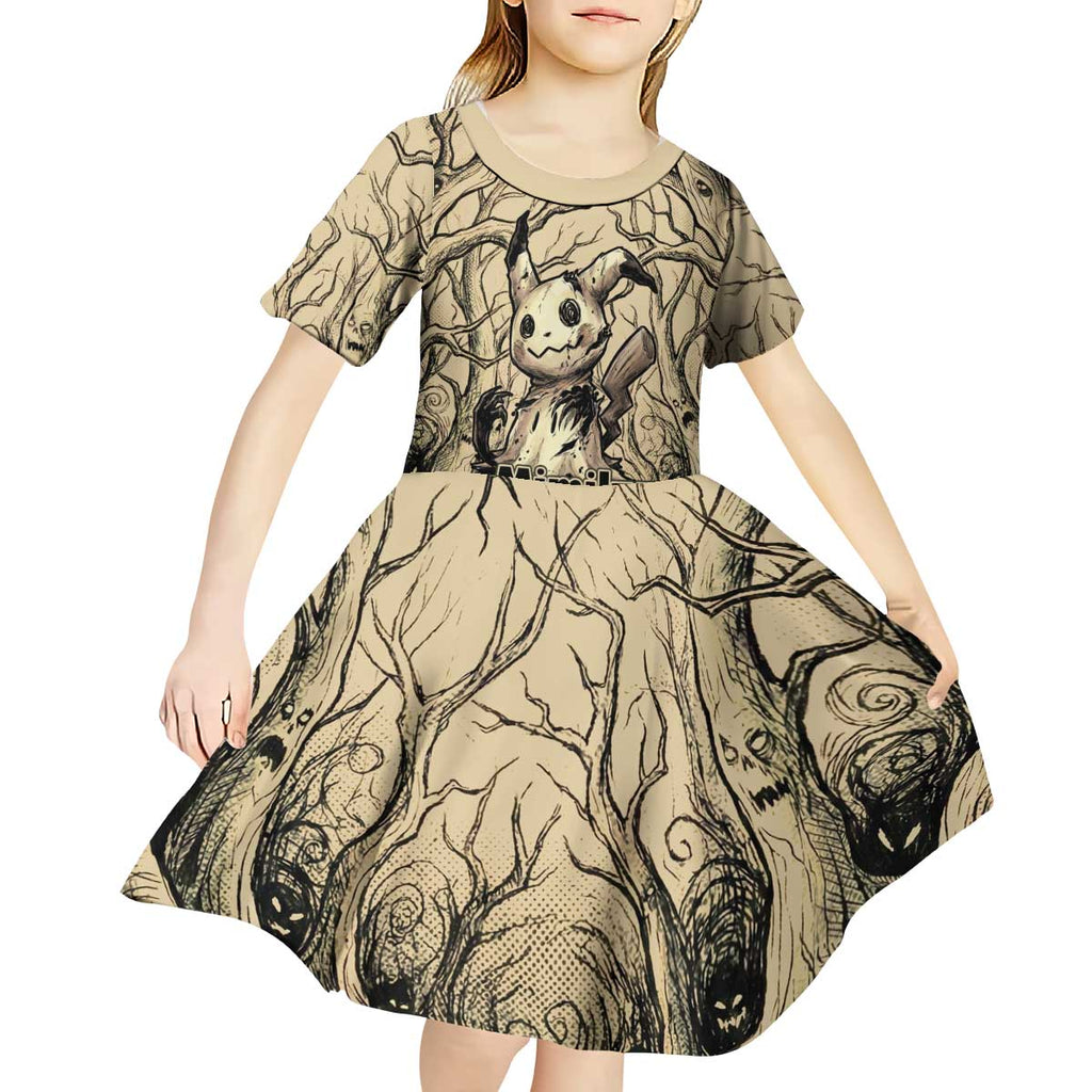 Mimikyu Forest Shadows Kid Short Sleeve Dress Mimikyu’s Curse - Shadows Beneath the Mask