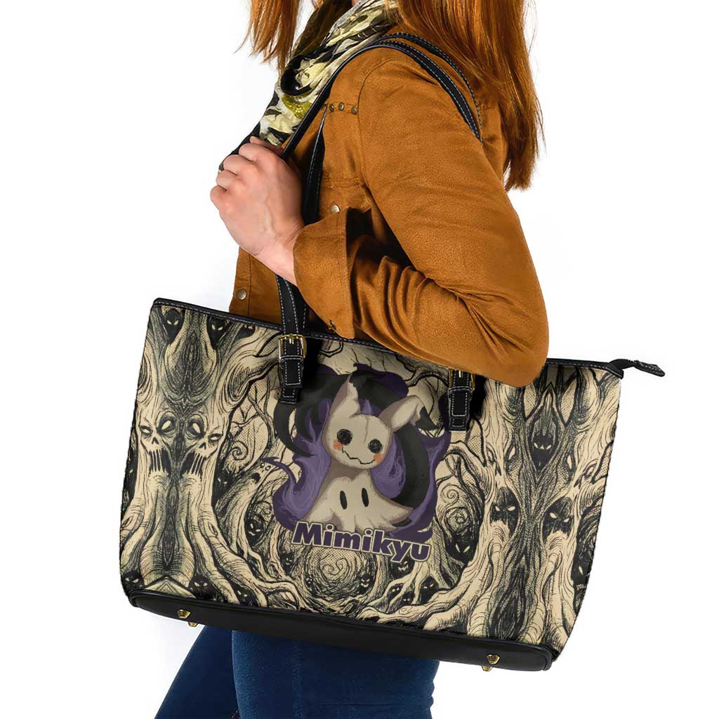 Mimikyu Forest Shadows Leather Tote Bag Mimikyu’s Curse - Shadows Beneath the Mask