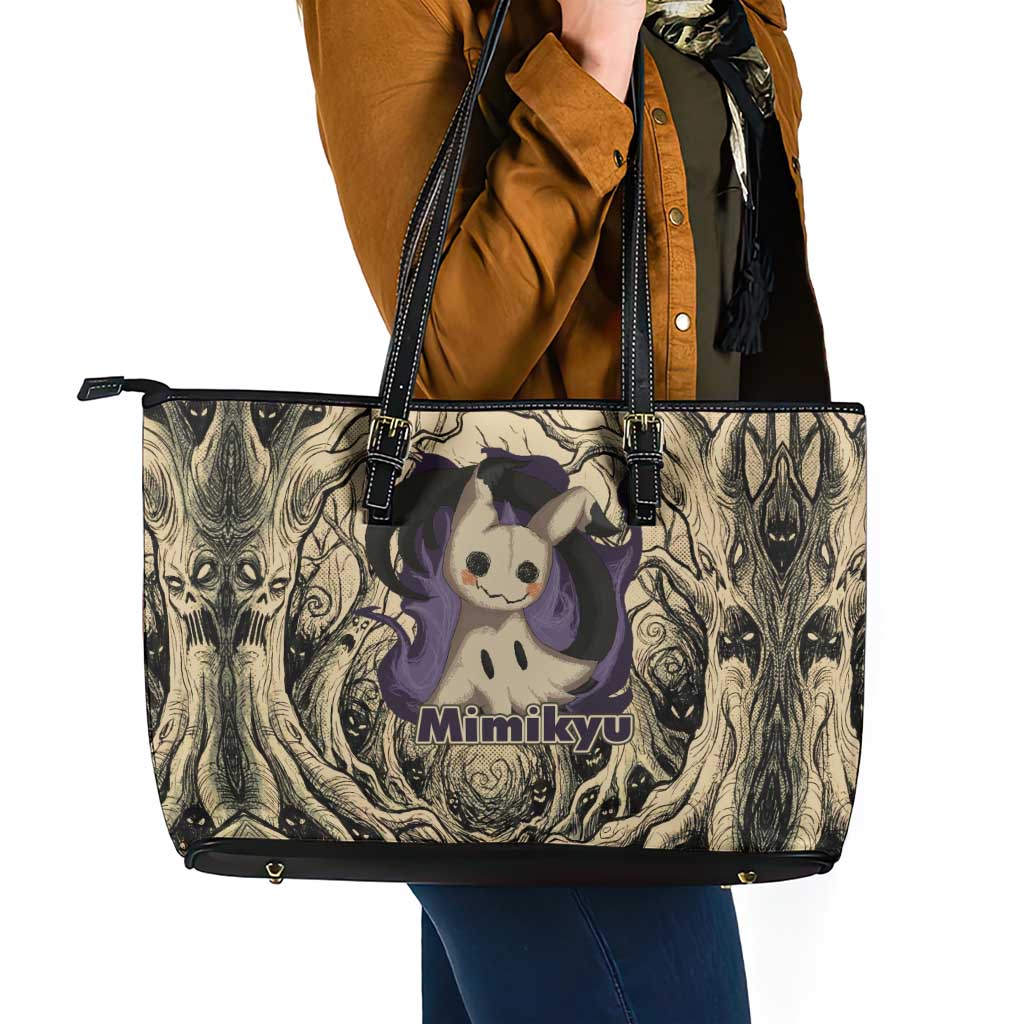 Mimikyu Forest Shadows Leather Tote Bag Mimikyu’s Curse - Shadows Beneath the Mask