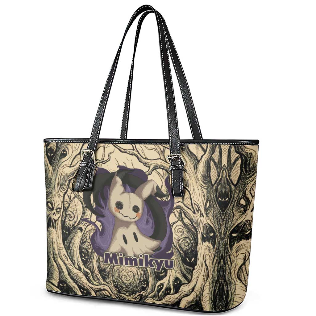 Mimikyu Forest Shadows Leather Tote Bag Mimikyu’s Curse - Shadows Beneath the Mask