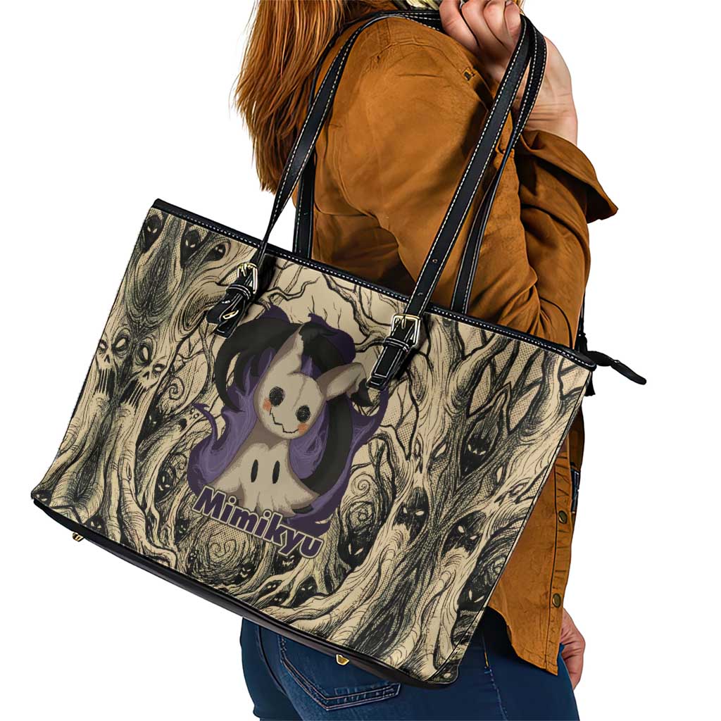 Mimikyu Forest Shadows Leather Tote Bag Mimikyu’s Curse - Shadows Beneath the Mask