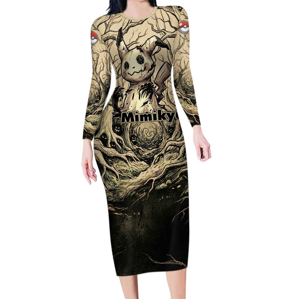 Mimikyu Forest Shadows Long Sleeve Bodycon Dress Mimikyu’s Curse - Shadows Beneath the Mask