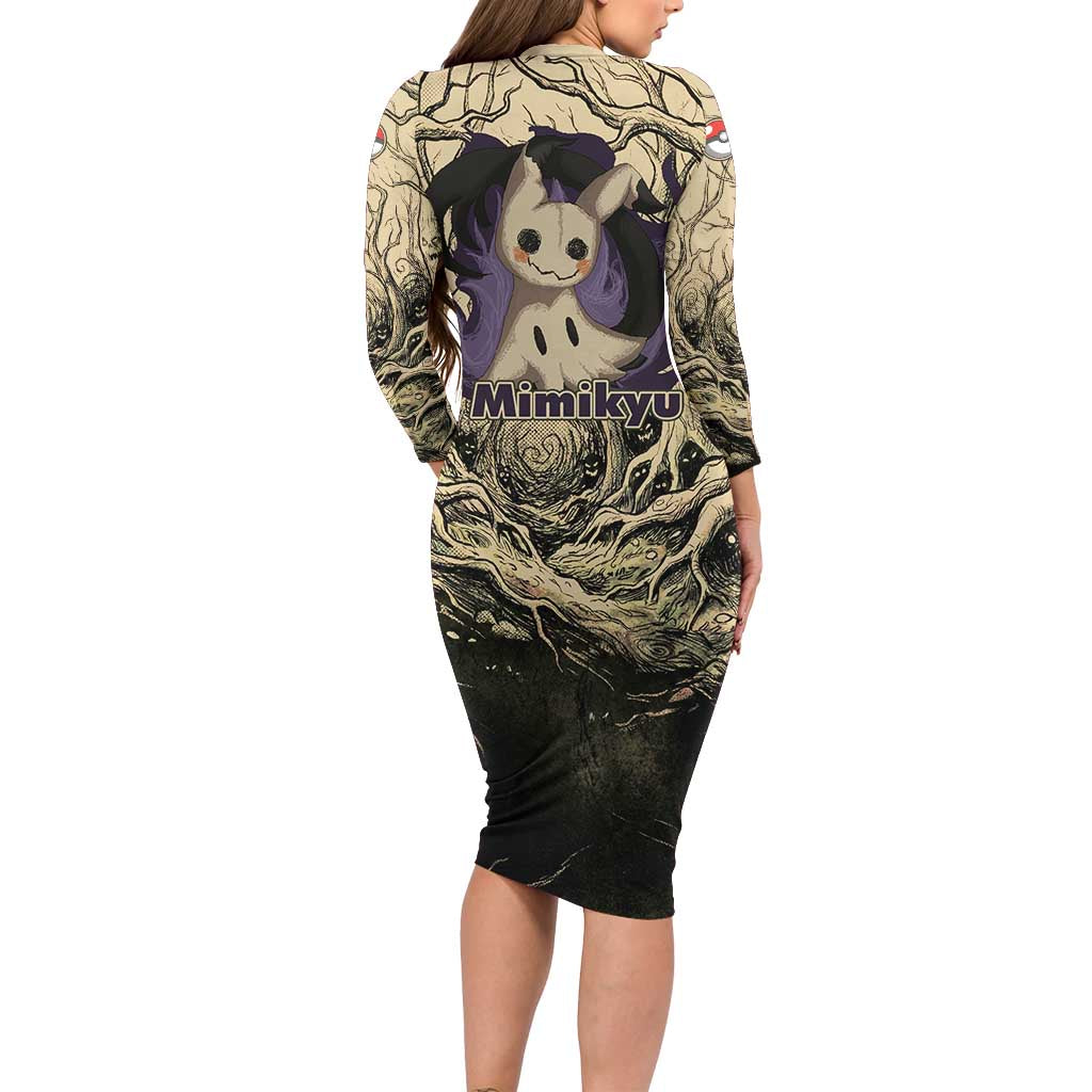 Mimikyu Forest Shadows Long Sleeve Bodycon Dress Mimikyu’s Curse - Shadows Beneath the Mask