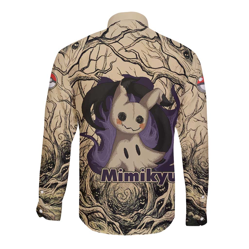 Mimikyu Forest Shadows Long Sleeve Button Shirt Mimikyu’s Curse - Shadows Beneath the Mask