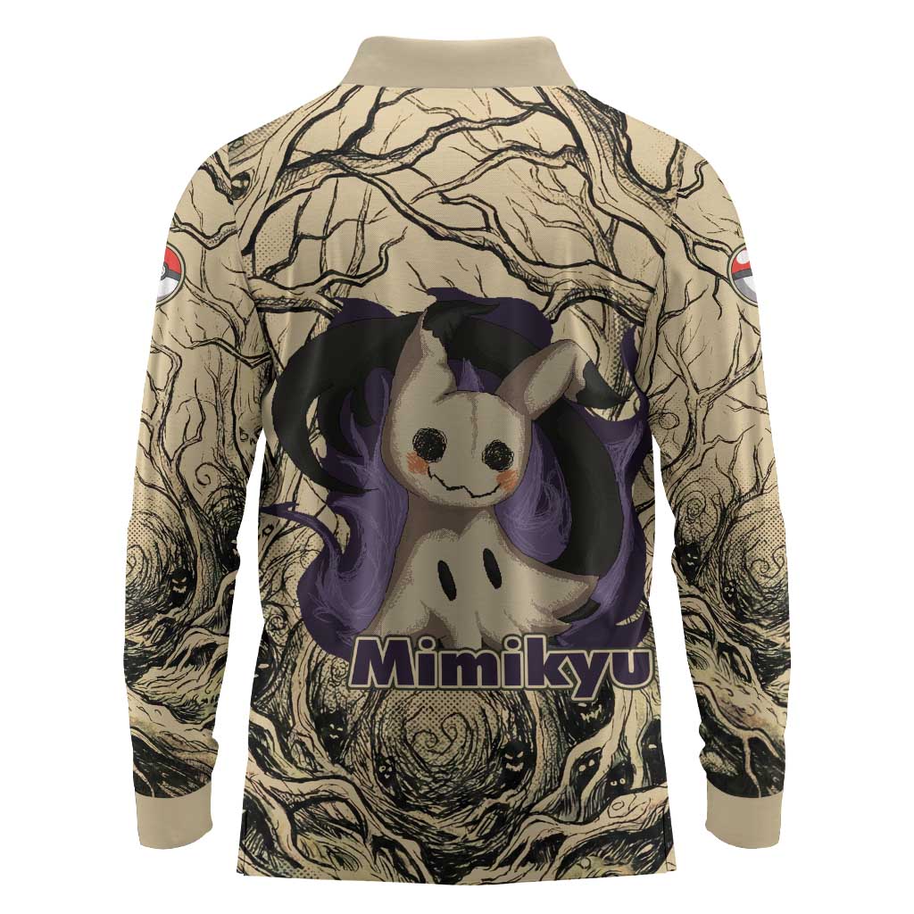 Mimikyu Forest Shadows Long Sleeve Polo Shirt Mimikyu’s Curse - Shadows Beneath the Mask