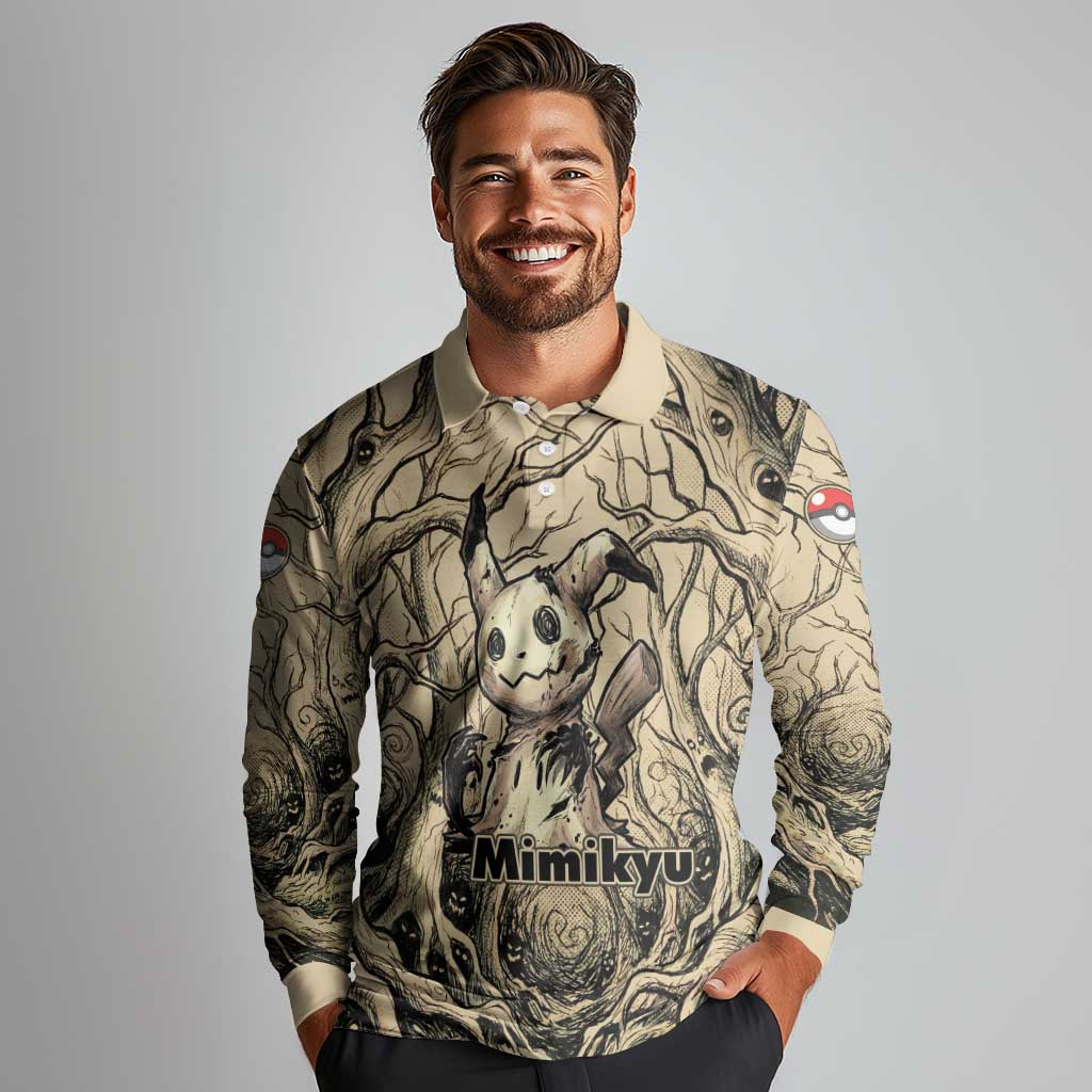 Mimikyu Forest Shadows Long Sleeve Polo Shirt Mimikyu’s Curse - Shadows Beneath the Mask