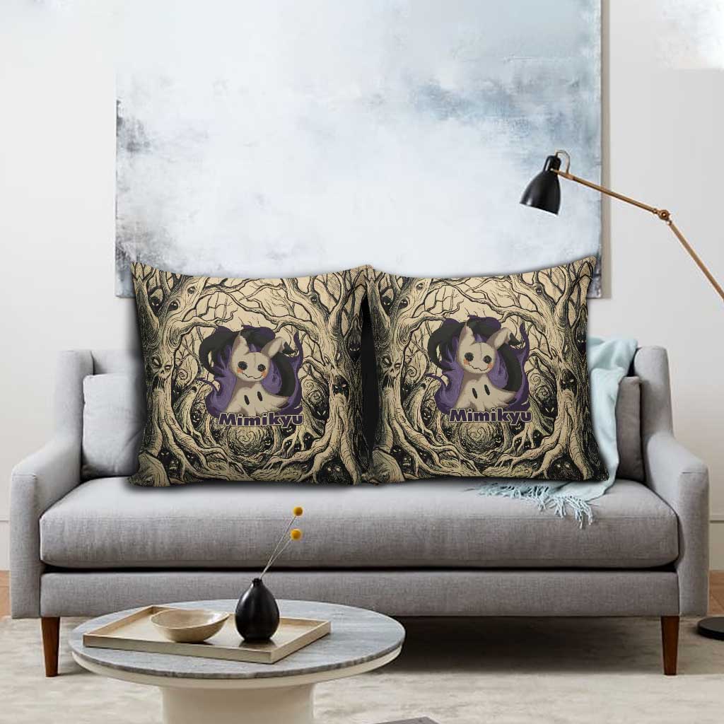 Mimikyu Forest Shadows Pillow Cover Mimikyu’s Curse - Shadows Beneath the Mask