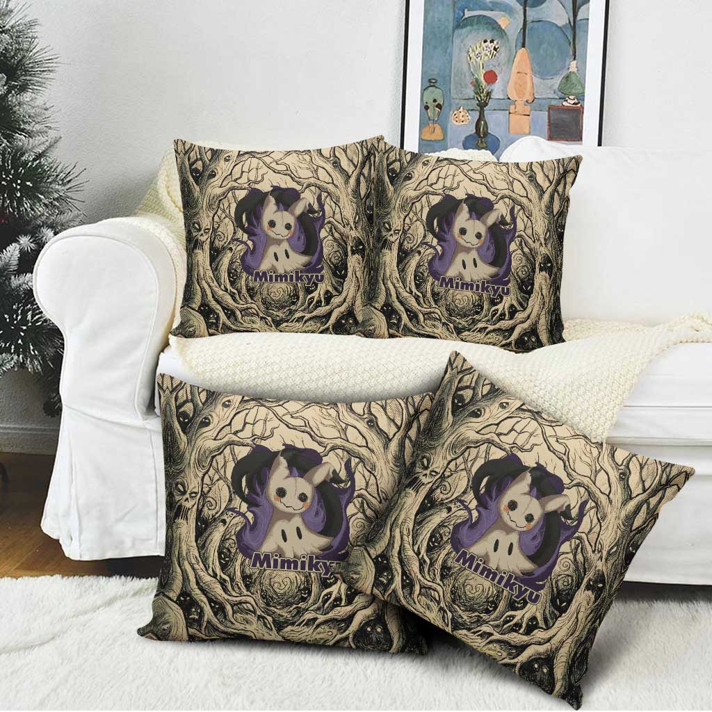 Mimikyu Forest Shadows Pillow Cover Mimikyu’s Curse - Shadows Beneath the Mask
