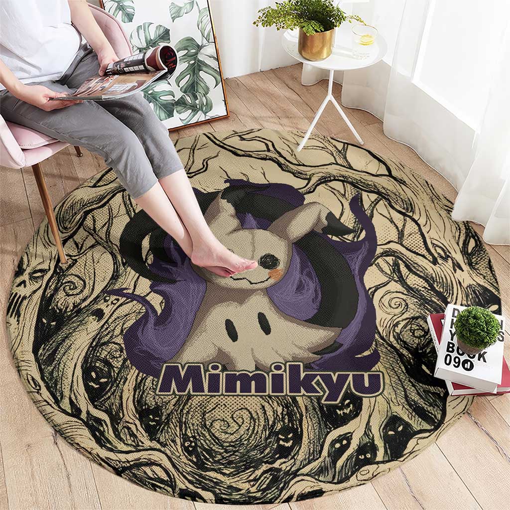 Mimikyu Forest Shadows Round Carpet Mimikyu’s Curse - Shadows Beneath the Mask