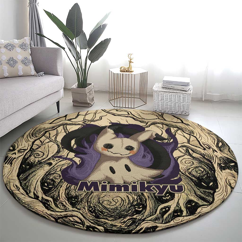 Mimikyu Forest Shadows Round Carpet Mimikyu’s Curse - Shadows Beneath the Mask