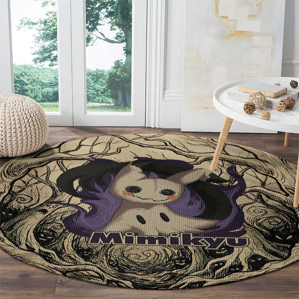 Mimikyu Forest Shadows Round Carpet Mimikyu’s Curse - Shadows Beneath the Mask