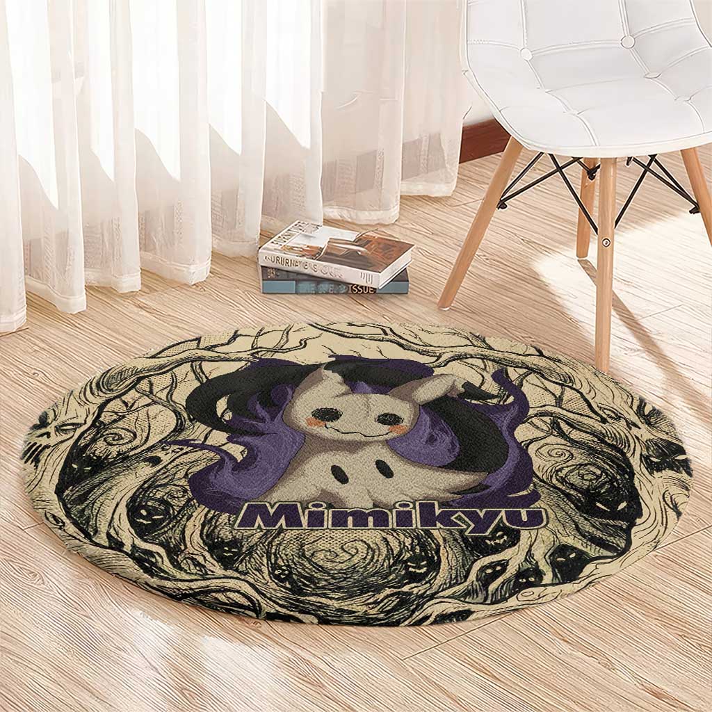 Mimikyu Forest Shadows Round Carpet Mimikyu’s Curse - Shadows Beneath the Mask