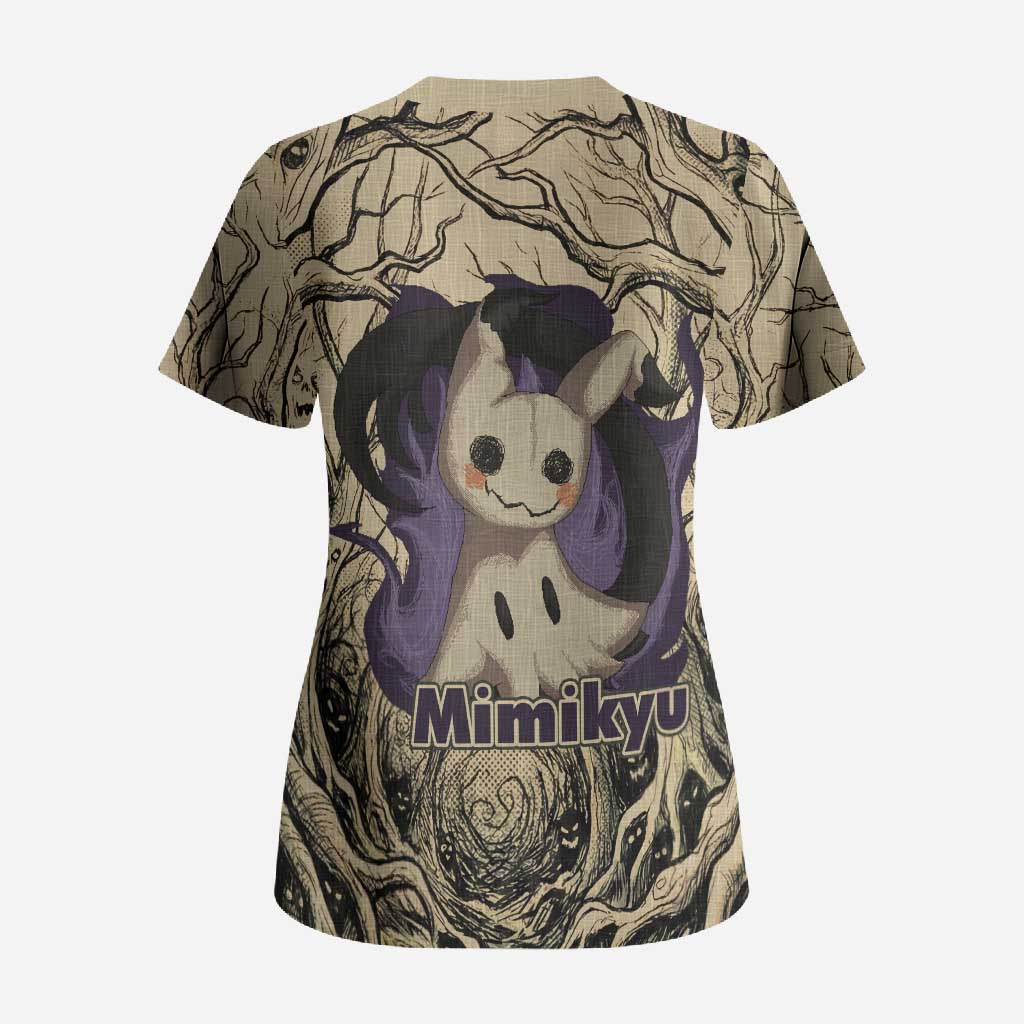 Mimikyu Forest Shadows Scrub Top Mimikyu’s Curse - Shadows Beneath the Mask