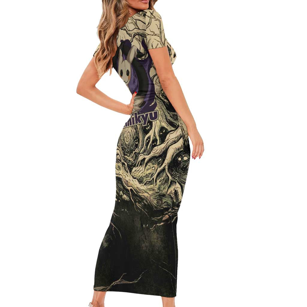 Mimikyu Forest Shadows Short Sleeve Bodycon Dress Mimikyu’s Curse - Shadows Beneath the Mask