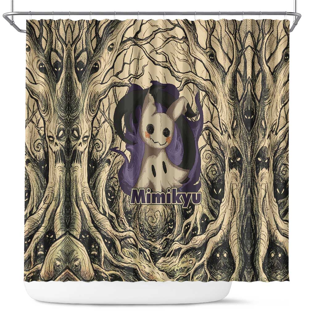 Mimikyu Forest Shadows Shower Curtain Mimikyu’s Curse - Shadows Beneath the Mask