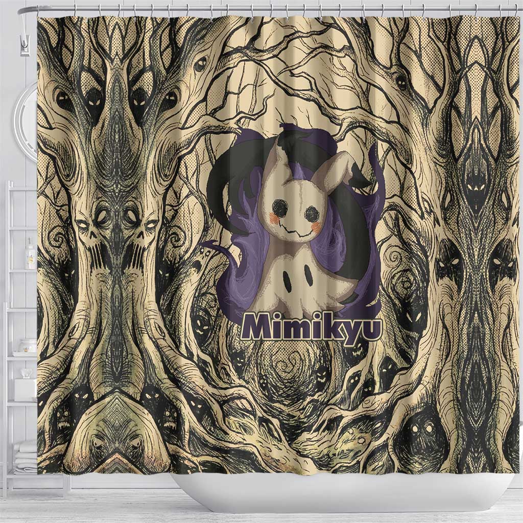 Mimikyu Forest Shadows Shower Curtain Mimikyu’s Curse - Shadows Beneath the Mask