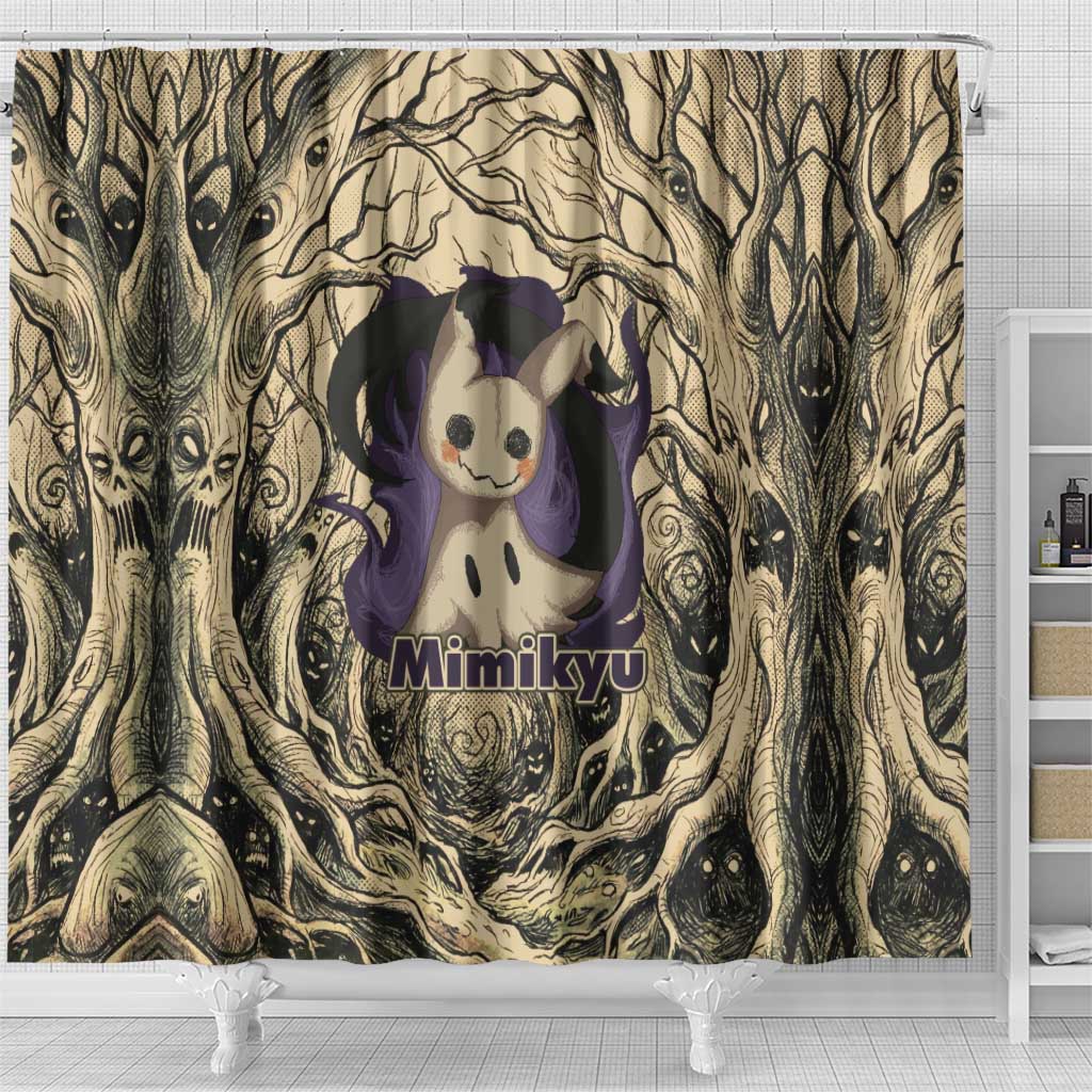 Mimikyu Forest Shadows Shower Curtain Mimikyu’s Curse - Shadows Beneath the Mask