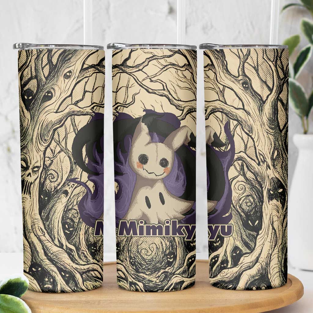 Mimikyu Forest Shadows Skinny Tumbler Mimikyu’s Curse - Shadows Beneath the Mask