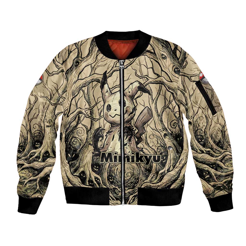 Mimikyu Forest Shadows Sleeve Zip Bomber Jacket Mimikyu’s Curse - Shadows Beneath the Mask