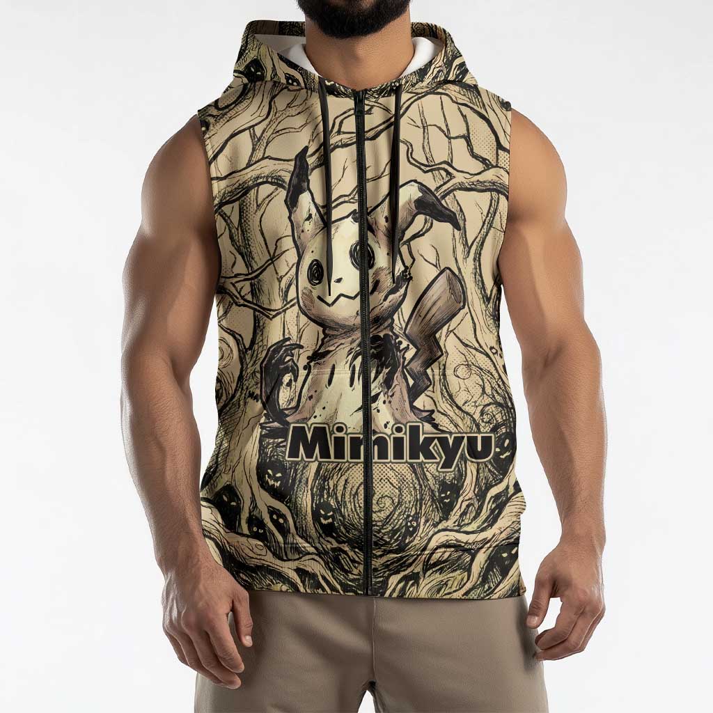 Mimikyu Forest Shadows Sleeveless Zip Hoodie Mimikyu’s Curse - Shadows Beneath the Mask