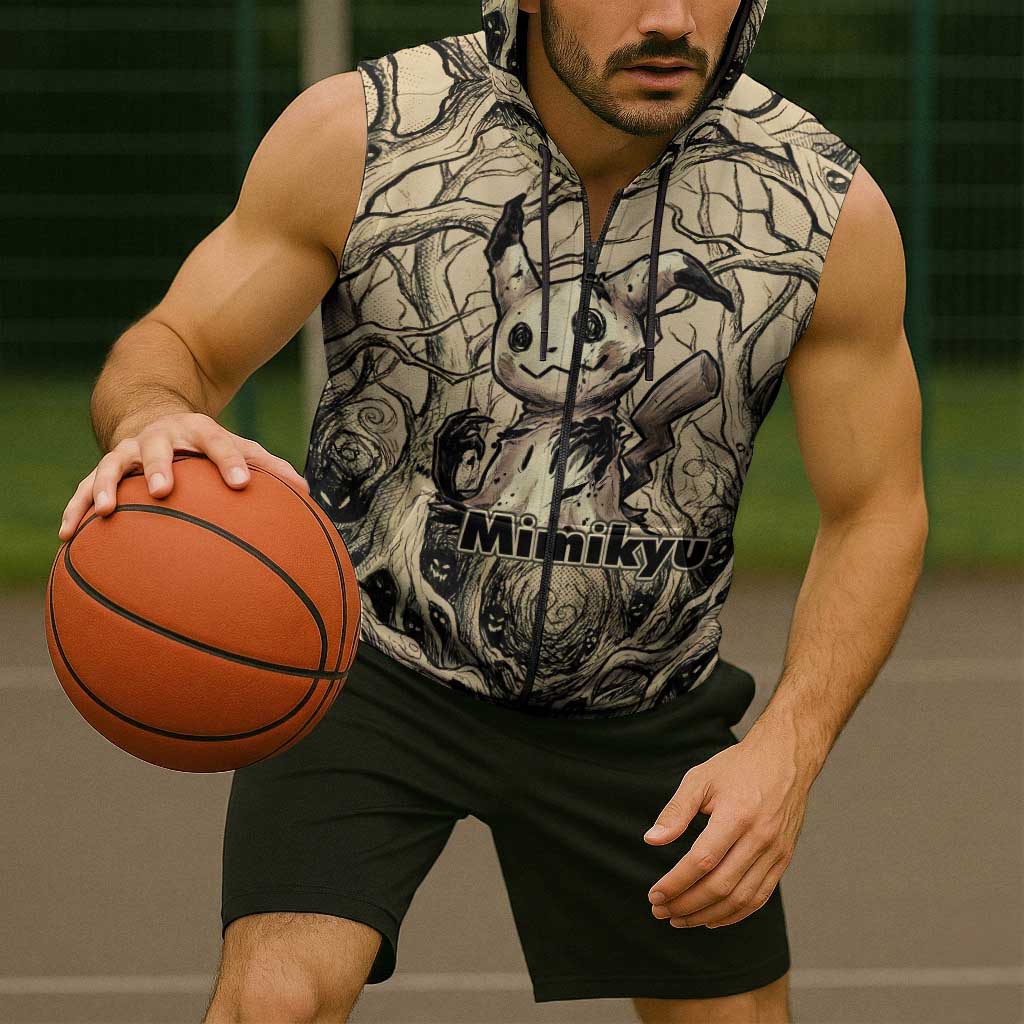 Mimikyu Forest Shadows Sleeveless Zip Hoodie Mimikyu’s Curse - Shadows Beneath the Mask