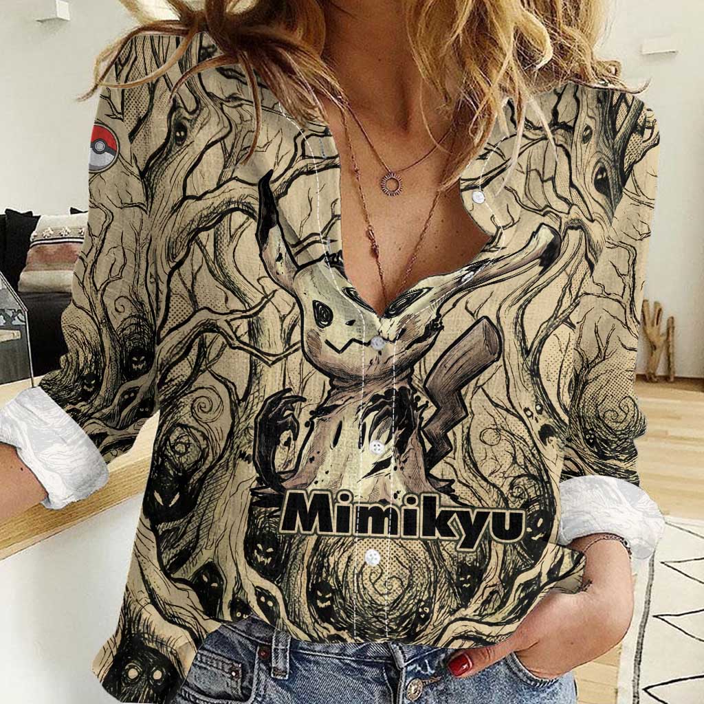 Mimikyu Forest Shadows Women Casual Shirt Mimikyu’s Curse - Shadows Beneath the Mask