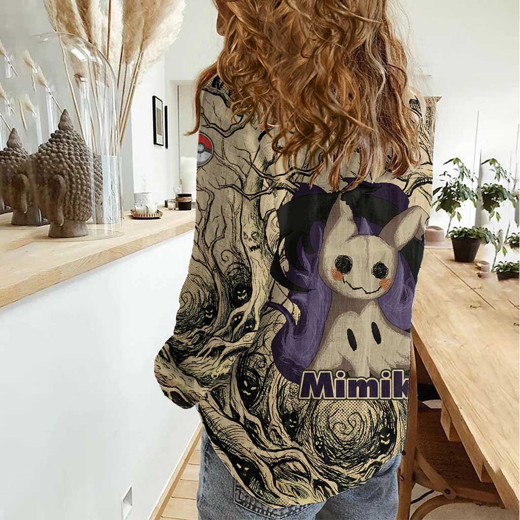 Mimikyu Forest Shadows Women Casual Shirt Mimikyu’s Curse - Shadows Beneath the Mask