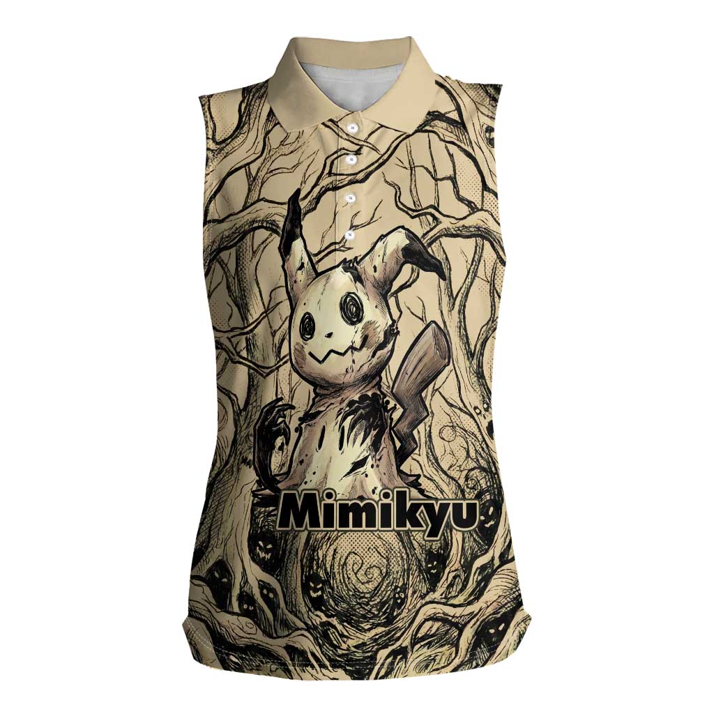 Mimikyu Forest Shadows Women Sleeveless Polo Shirt Mimikyu’s Curse - Shadows Beneath the Mask
