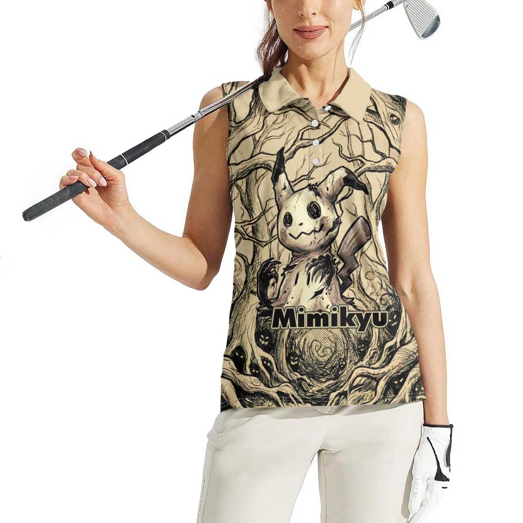Mimikyu Forest Shadows Women Sleeveless Polo Shirt Mimikyu’s Curse - Shadows Beneath the Mask