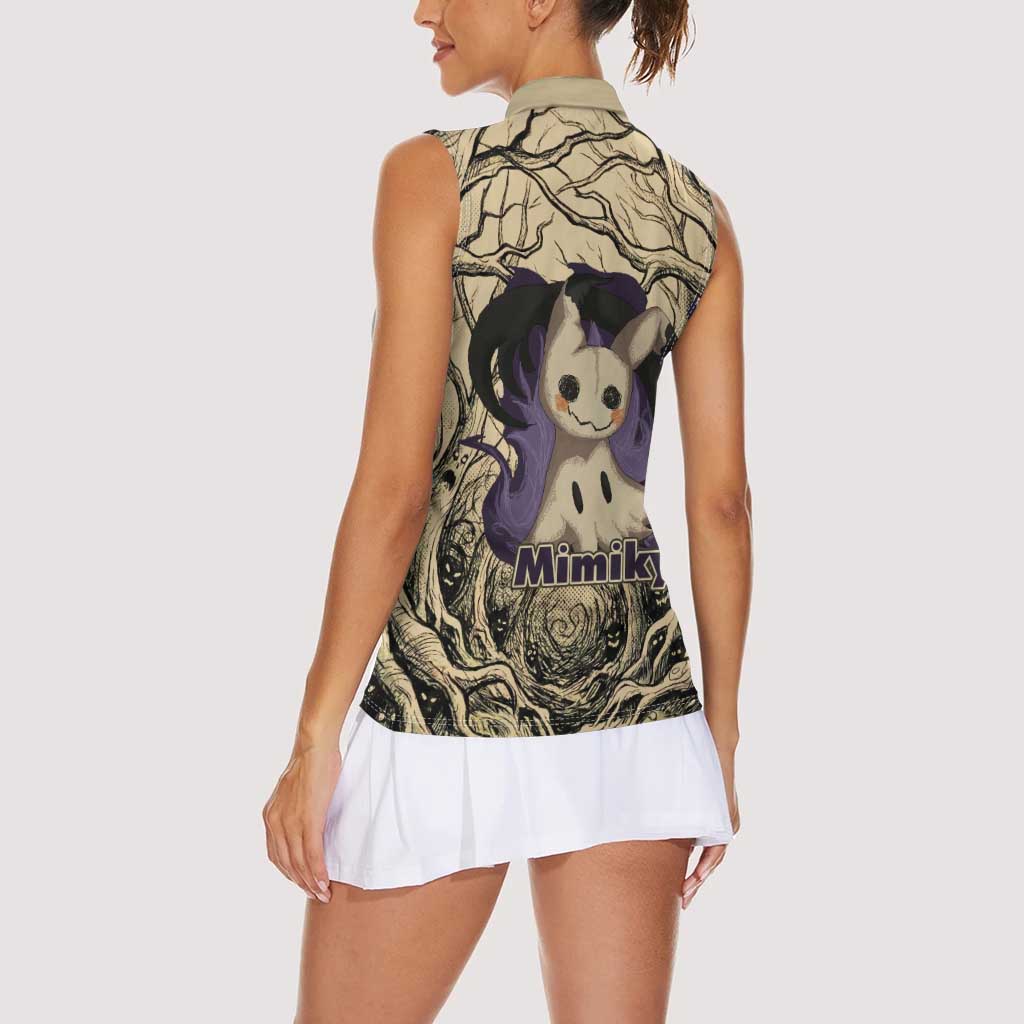 Mimikyu Forest Shadows Women Sleeveless Polo Shirt Mimikyu’s Curse - Shadows Beneath the Mask