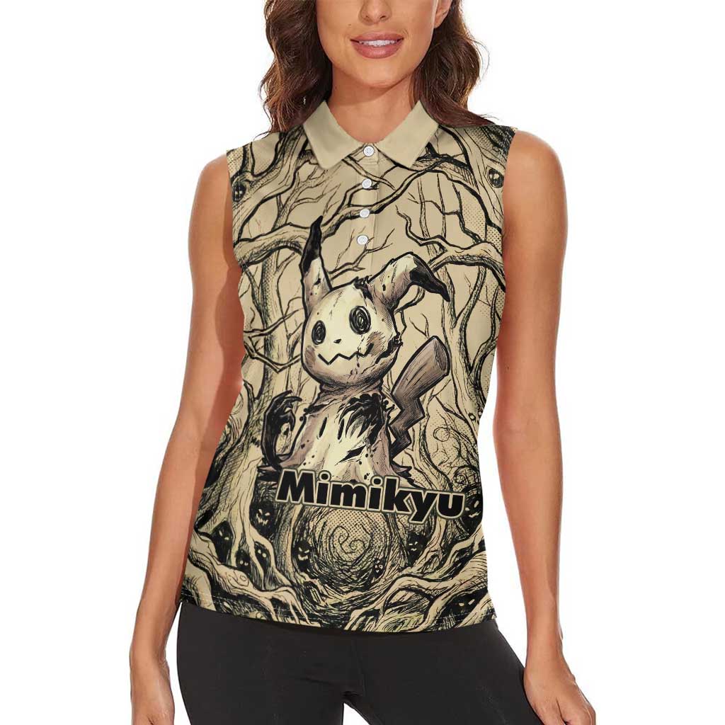 Mimikyu Forest Shadows Women Sleeveless Polo Shirt Mimikyu’s Curse - Shadows Beneath the Mask
