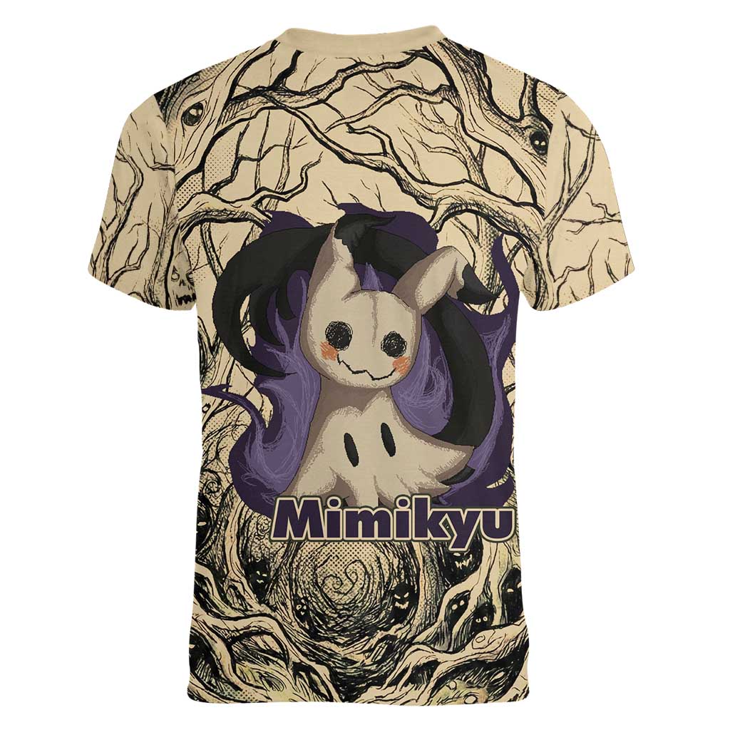 Mimikyu Forest Shadows Women V-Neck T-Shirt Mimikyu’s Curse - Shadows Beneath the Mask