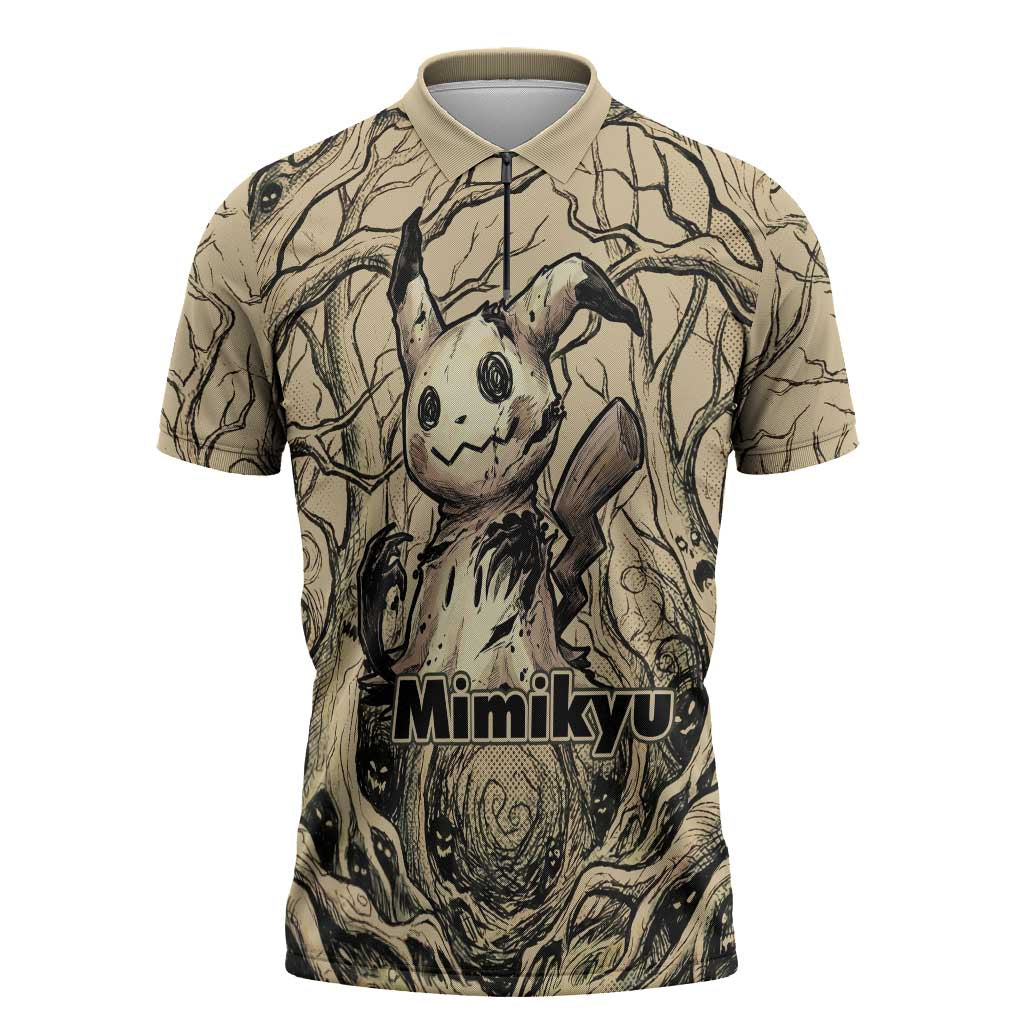 Mimikyu Forest Shadows Zipper Polo Shirt Mimikyu’s Curse - Shadows Beneath the Mask