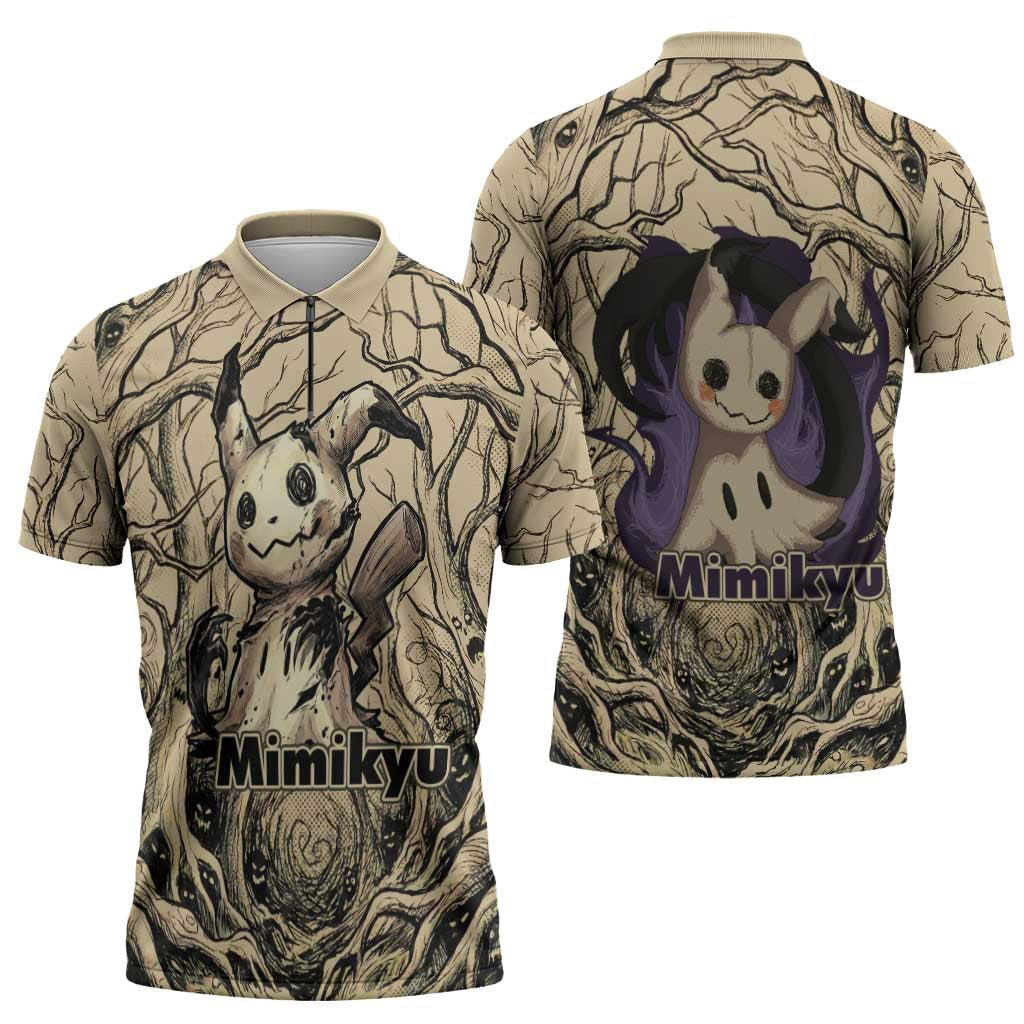 Mimikyu Forest Shadows Zipper Polo Shirt Mimikyu’s Curse - Shadows Beneath the Mask