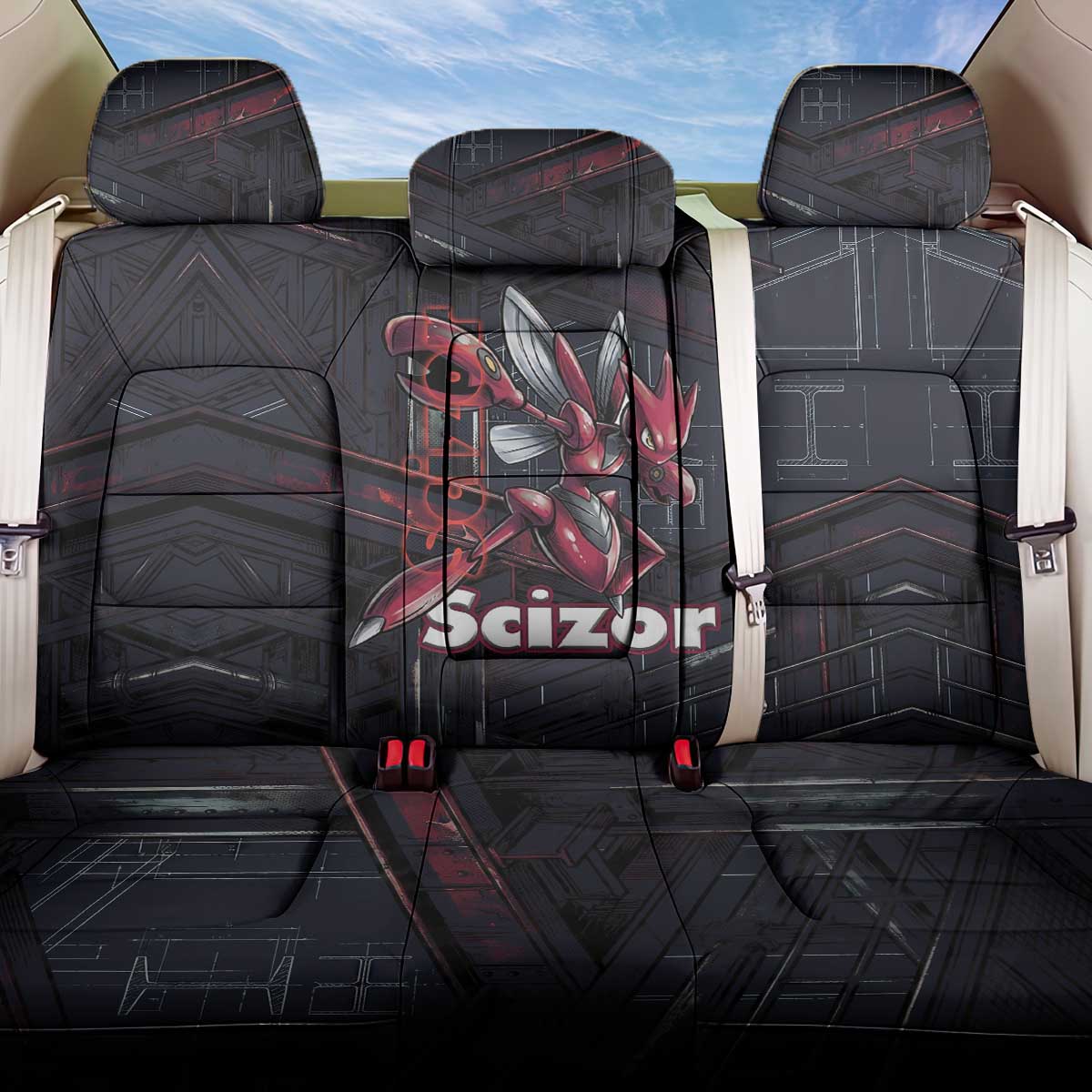 Scizor Battle Armor Back Car Seat Cover Scizor’s Domain - Claws of Precision