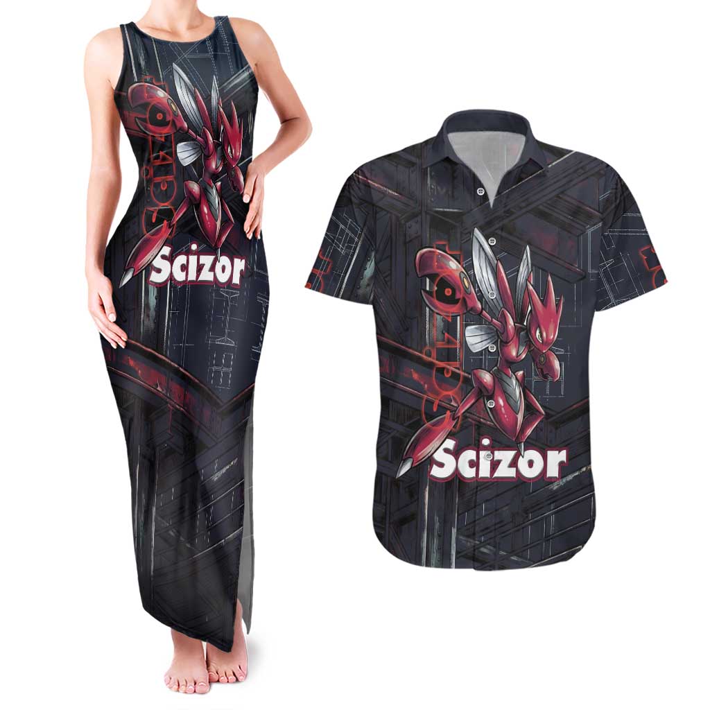 Scizor Battle Armor Couples Matching Tank Maxi Dress and Hawaiian Shirt Scizor’s Domain - Claws of Precision