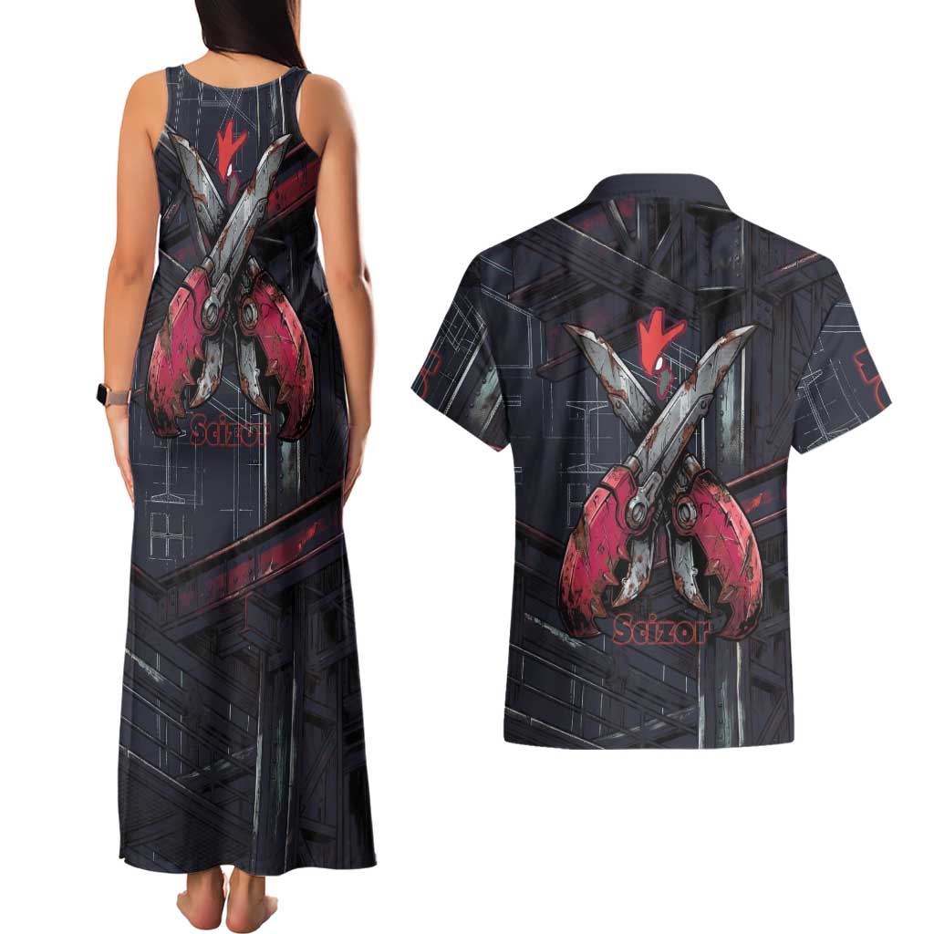 Scizor Battle Armor Couples Matching Tank Maxi Dress and Hawaiian Shirt Scizor’s Domain - Claws of Precision