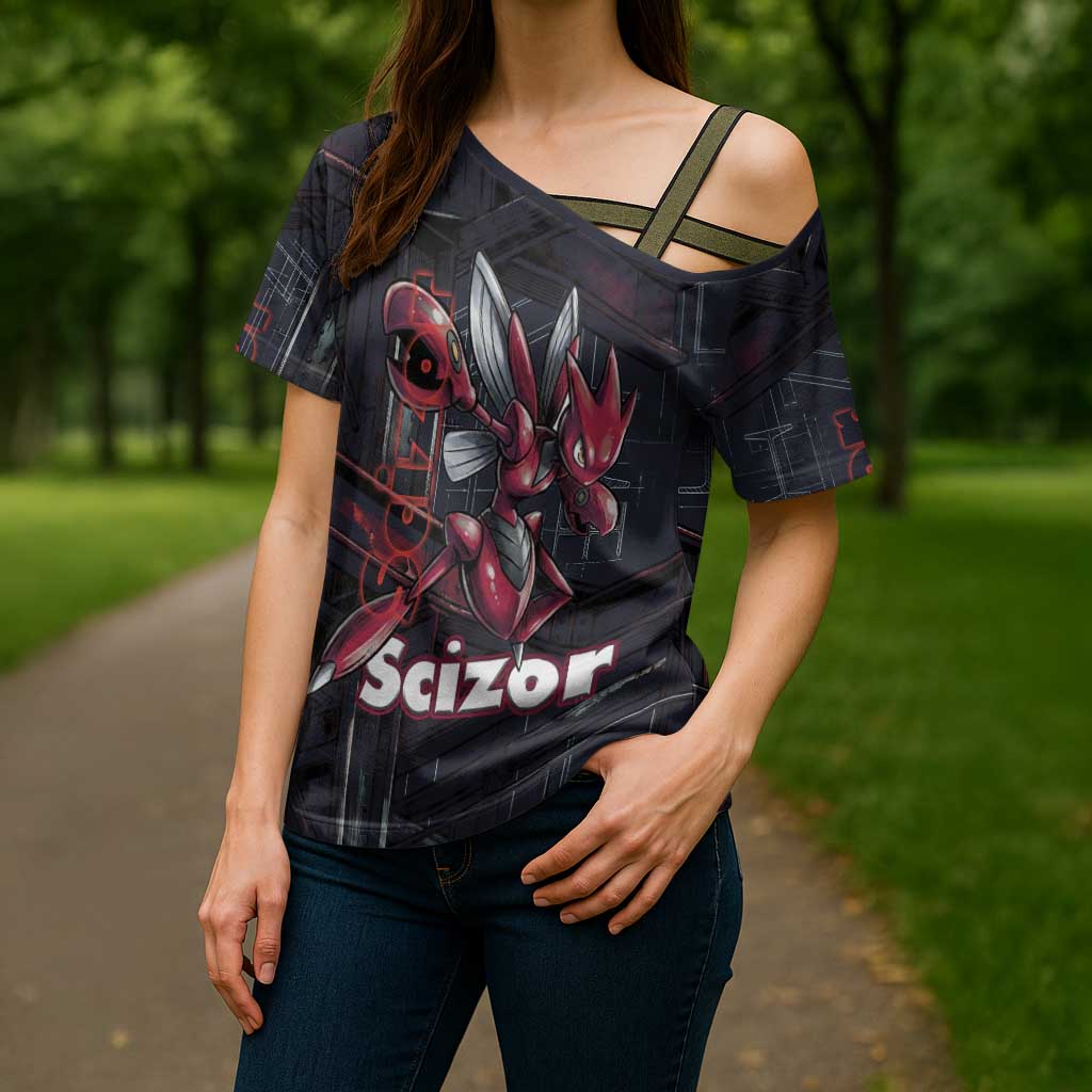 Scizor Battle Armor Cross Shoulder Shirt Scizor’s Domain - Claws of Precision
